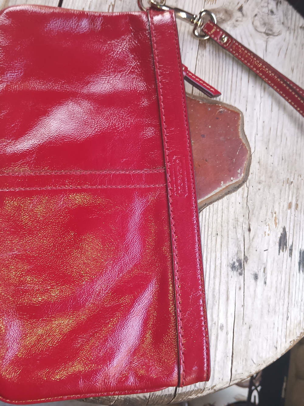 Coach Red Patent Leather Wristlet Clutch